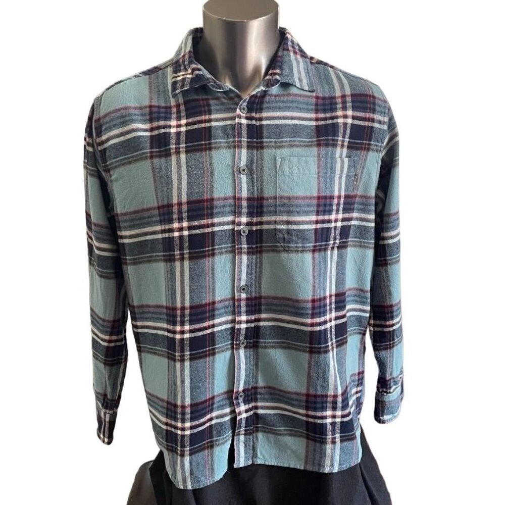 Eddie Bauer Mens Flannel Shirt Fall Winter Button Down Top Size XL u Blue Red